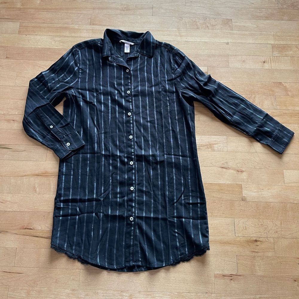 Victoria's Secret Black Pinstripe Nightshirt